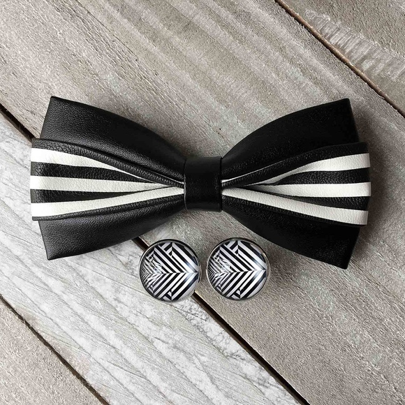 Men's PU Leather Bow Tie - Picture 5 of 6